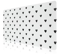 CozyNestCY Cute Heart Office Desk Mat 31.5'‘ x 15.7’' Desktop Mat PU Leather Large Mouse Pad White Mousepad Non-Slip Table Mat for Girls, Women, Home, Work, Computer, and Gaming