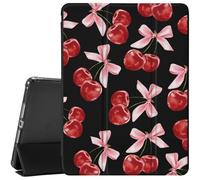 CozyNestCY Cute Kawaii Cherry Bow Case for Ipad 7Th/8Th/9Th Generation Aesthetic Pattern Leather Cover Auto Sleep/Wake TPU Back Case with Pencil Holder 10.2 Inch 2019/2020/2021(Girl Women)