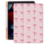 CozyNestCY Cute Pink Bow Print Case for 10.9 Inch Ipad 10Th Kawaii Girly Pattern Cover for Ipad Aesthetic Shell with Clear Transparent Back Auto Sleep/Wake Shockproof with Pencil Holder(Girls Women)