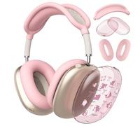 CozyNestCY Cute Pink Bow Shark Clear Case for Airpods Max Headphones Cartoon Animal Soft TPU Ear Cups Cover Anti-Scratch Silicone Ear Pad Protective Case Lovely Headband Cover for Apple Airpods Max
