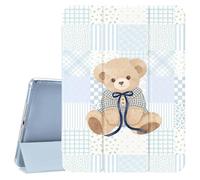 CozyNestCY Cute Teddy Bear Patchwork Case for iPad 7Th/8Th/9Th Generation 10.2 Inch 2019/2020/2021 Leather Cover Auto Sleep/Wake TPU Back Case with Pencil Holder Girl Women