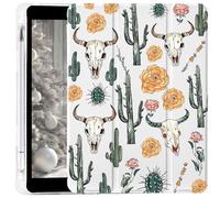 CozyNestCY Cute Western Bull Skull Case for 10.9 "Ipad 10Th Stylish Cool Cactu Cover for Ipad Auto Sleep/Wake Anti-Slip Shockproof Soft Silicone Case Retro Aesthetic Shell &Pencil Holder(Girl Women)
