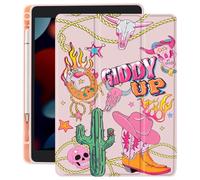 CozyNestCY Cute Western Cowgirl Case for Ipad Pro 11 Inch Vintage Cow Skull Cover 2024 Funny Halloween Shell Auto Sleep/Wake Anti-Slip Shockproof with Clear Back Shell & Pencil Holder(Halloween Girl)