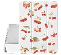 CozyNestCY Fresh Red Cherry Flower Case for 10.9 Inch Ipad 10Th Chic Lovely Printed Cover for Ipad Auto Sleep/Wake Anti-Slip Shockproof Leather Soft TPU Back Case with Pencil Holder(Girl Women)