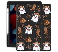 CozyNestCY Halloween Western Ghost Case for 10.9 Inch Ipad 10Th Cute Bow Cowgirl Boot Cover Vintage Shell with Clear Transparent Back Auto Sleep/Wake Shockproof with Pencil Holder(Halloween Girl)