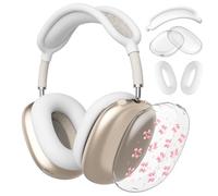 CozyNestCY Kawaii Heart Cherry Clear Case for Airpods Max Headphones Cute Pink Bow Soft TPU Ear Cups Cover Anti-Scratch Silicone Ear Pad Protective Case Aesthetic Headband Cover for Apple Airpods Max