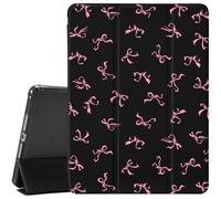 CozyNestCY Lovely Bow Printed Case for 10.9 Inch iPad 10th, Cute Aesthetic Black Pink Cover with Auto Sleep/Wake, Anti-Slip Shockproof Leather TPU Back Case and Pencil Holder