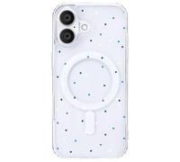CozyNestCY Magnetic Clear for iPhone 17 Pro Case, Compatible with MagSafe Hard PC Back with Soft TPU Anti-Slip Grip,Modern Blue Dot Print,Transparent Shockproof Slim Fit Cover for Girls