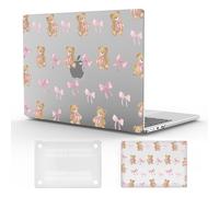 Cozynestcy Pink Bow Bear Print Case for MacBook Air 13 Inch Case 2022 2021 2020 2019 2018 Cute Kawaii Girly Design Plastic Hard Shell Touch Id A1932 A2179 M1 A2337 Funny Pattern Slim Protective Case