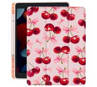 CozyNestCY Pink Cherry Bow Case for 10.9 Inch Ipad 10Th Lovely Girly Pattern Cover for Ipad Cute Fruit Shell with Clear Transparent Back Auto Sleep/Wake Shockproof with Pencil Holder(Girls Women)