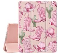CozyNestCY Pretty Girl Bow Boot Case for Ipad Air5/Air4 10.9 Inch Cute Cowgirl Design Leather Cover Auto Sleep/Wake Soft TPU Back Shell for Ipad with Pencil Holder (Girls Women Kid)