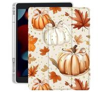 CozyNestCY Pumpkin Fall Leaves Case for Ipad Pro 13 Inch Thanksgiving Cover M4 2024 Halloween Aesthetic Shell Auto Sleep/Wake Anti-Slip Shockproof with Clear Back & Pencil Holder(Halloween Girl)