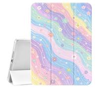 CozyNestCY Rainbow Daisy Wave Design for iPad (A16) 11th Generation Case 11 Inch 2025 / 10th Generation Case 10.9 Inch 2022,Auto Sleep/Wake TPU Back Case with Pencil Holder