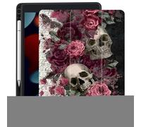 CozyNestCY Retro Flower Crow Case for 10.9 Inch Ipad 10Th Boho Goth Floral Bird Cover for Ipad Vintage Shell with Clear Transparent Back Auto Sleep/Wake Shockproof with Pencil Holder(Girls Women)