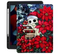CozyNestCY Spooky Ghost Book Case for 10.9 Inch Ipad 10Th Unique Halloween Cover Cute Christmas Shell with Clear Transparent Back Auto Sleep/Wake Shockproof with Pencil Holder(Halloween Girl)