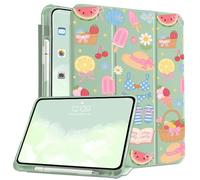 CozyNestCY Summer Coolness Case for Ipad Pro 13 Inch M4 2024 Lovely Cat Print Leather Cover Auto Sleep/Wake TPU Back Case with Pencil Holder Girl Women