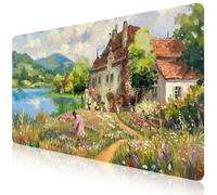 CozyNestCY The Girl by the Lake Office Desk Mat 23.6'‘ x 11.8’' Desktop Mat PU Leather Large Mouse Pad Black Mousepad Non-Slip Table Mat for Girls, Women, Home, Work, Computer, and Gaming