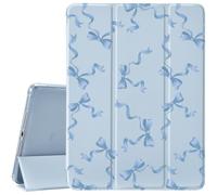 CozyNestCYBlue Bowknot Case for Ipad Pro 6Th/5Th/4Th Lovely Bows Design Cover for Ipad 12.9 Inch Ipad Pro Auto Sleep/Wake Modern Aesthetic Women Case Anti-Scratch Shockproof Case with Pencil Holder