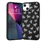 CozyNestCYCute White Bow Case for iPhone 14 Pro Max Kawaii Girly Pattern Liquid Silicone Phone Case Fashion Phone Cover for Women Girls Slim Fit Soft Gel Rubber Protective Anti-Scratch