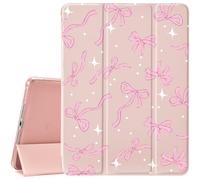 CozyNestCYGirly Lovely Bow Case for Ipad Pro 6Th/5Th/4Th Gen Cute Aesthetic Ribbon Cover for Ipad 12.9 Inch Auto Sleep/Wake Adjustable Anti-Slip Shockproof Protective Case with Pencil Holder Girl
