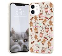 CozyNestCYRetro Christmas Gingerbread Case For Iphone 16 Pro Max Unique Xmas Milk Tea Liquid Silicone Phone Case Cute Candy Cover Shell For Girl Boy Slim Soft Microfiber Lining Scratch Resistant