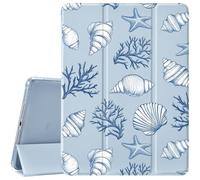 CozyNestCYUnique Coral Pattern Case for Ipad 9Th/8Th/7Th 10.2 Inch Cartoon Cute Sea Cover for Ipad Auto Sleep/Wake Anti-Slip Shockproof Protective Silicone Case with Pencil Holder(Girls Boys Kids)