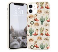 CozyNestCYWatercolor Christmas Santa Case for iPhone 16 Pro Max Cute West Xmas Cactus Liquid Silicone Phone Case Aesthetic Cover Shell for Girl Boy Slim Soft Microfiber Lining Scratch Resistant