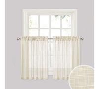 Cozynight Light Yellow Sheer Tier Curtains 24 inch Length Linen Curtain Sheers Transparent Half Window Curtains Kitchen Tiers Bathroom Cafe Curtain Light Filtering Rod Pocket 2 Panels