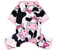 CozyOasis Dog Pajamas Comfortable Summer Dog Pjs Cute Soft Small Dogs Clothes Lightweight Strechy Puppy Pajamas for Chihuahua Yorkie (Bow Tie Cow, S)