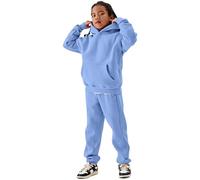 COZYPOIN Unisex Kids Fleece 2 Piece Outfits Girls Boys Hooded Sweatshirt and Jogger Sweatpants Sweatsuit Set for 5-14Y, Blue, X-Large