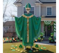 Cozypower 12 ft Skeleton St. Patrick's Day Outfit Set Giant Sized Saint Costume Accessories Big Clothing for 12 ft Skeleton Yard Garden Lawn Outdoor Party Decor