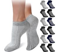 Cozypower 12 Pairs Double Sided Hospital Socks with Grips Fall Prevention Non Slip Yoga Pilates ankle Socks Unisex, Dark Colors, One size
