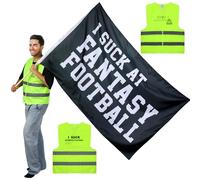 Cozypower 2 Pcs I Suck at Fantasy Football Set Include I Suck at Fantasy Football Vest and Flag Funny Award for Men Women(Black)