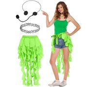 Cozypower 3 Pcs Singer Movie Star Costumes Accessories Belly Dance Tutu Skirt Black Tattoo Choker Necklace Black Microphone Headset for Halloween Singer Movie Star Cosplay