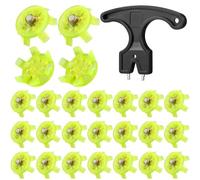 Cozypower 31 Pcs Golf Spikes Set Includes 30 Pcs Golf Cleats Replacement Black Cleats Spanner Metal Thread Screw 6 mm Dia Spike Tool for Lawn Cricket Shoe Player Lover(Green)