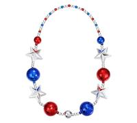 Cozypower 4th of July Jewelry 36''Huge Jumbo Patriotic Bead Necklace Red White Blue Big Ball Accessories for National Party, approx. 36 inches long, Plastic, No Gemstone