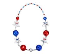 Cozypower 4th of July Jewelry 36''Huge Jumbo Patriotic Bead Necklace Red White Blue Big Ball Accessories for National Party, approx. 44 inches long, Plastic, No Gemstone