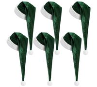 Cozypower 6 Pack Santa Hats for Adults Unisex Extra Thicken Plush Christmas Hat for Xmas New Year Party (Dark Green,Short Style)