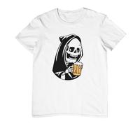 COZYPrint Skeleton Holding a Beer, Beer Drinker,Funny Men Tshirt White Size S |45|