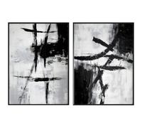 CozyPrints Abstract Wall Art Set of 2, Black and White Monochrome Prints, Modern Contemporary Decor (A1-59.4 x 84.1cm)