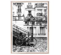 CozyPrints Black and White Paris Street Photography Art Print, Bicycle and Architecture Wall Decor (unframed) (A4-21.0 x 29.7cm)