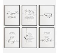CozyPrints Christian Wall Art Prints Set of 6 - Unframed Bible Verse Decor - Minimalist Modern Scripture Posters - Inspirational Quotes Wall Decor (A4-21.0 x 29.7 cm)