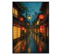 CozyPrints Tokyo Tea House Wall Art Print - Japanese Anime Street Café Scene, Modern Ukiyo-e Style, Cartoon Japanese Illustration Decor Poster (A3 - (29.7 x 42cm))
