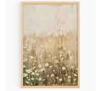 CozyPrints Vintage Wildflower Field Wall Art Print, Neutral Spring Farmhouse Landscape (Print Only) (A4-21.0 x 29.7cm)