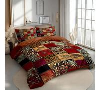 CozyRest African Tribal Patchwork Zebra And Cheetah Striped Bedding King Duvet Covers with Pillowcase, All-Season Quilt Cover Hunting Expedition Style Bedding for Child Hypoallergenic Duvet Covers Set