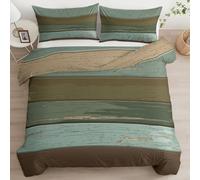 CozyRest Bedding Duvet Covers Set for Small Single Bed Set, Duvet Quilt Cover Reversible Soft Hypoallergenic, Rustic Vintage Brown Green Wooden Planks Design Quilt Cover include 1 Pillow Cases