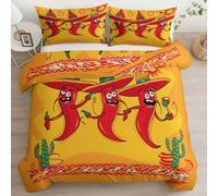 CozyRest Bedding Duvet Covers Set for Small Single Bed Set, Orange Duvet Quilt Cover Reversible Soft Hypoallergenic, Chilli Mexican Sports Design Quilt Cover include 1 Pillow Cases