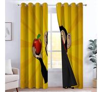 CozyRest Black Curtains Eyelet Blackout Thermal Insulated Patterned Curtains Cartoon Monkey Soundproof Privacy Window Drapes for Kids Girls Bedroom Living Room Movie Room 46 x 72 inch 2 Panels