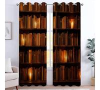CozyRest Blackout Curtain 46" x 54" for Bedroom - Super Soft Drapes Eyelet Thermal Insulated Vintage Library Colorful Books Education Curtains for Living Room Teenagers Game Room, 2 Panels