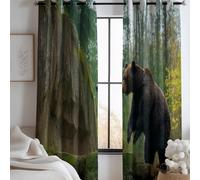 CozyRest Blackout Curtain 46" x 72" for Bedroom - Super Soft Drapes Eyelet Thermal Insulated Forest Brown Big Bear Curtains for Living Room Teenagers Game Room, 2 Panels